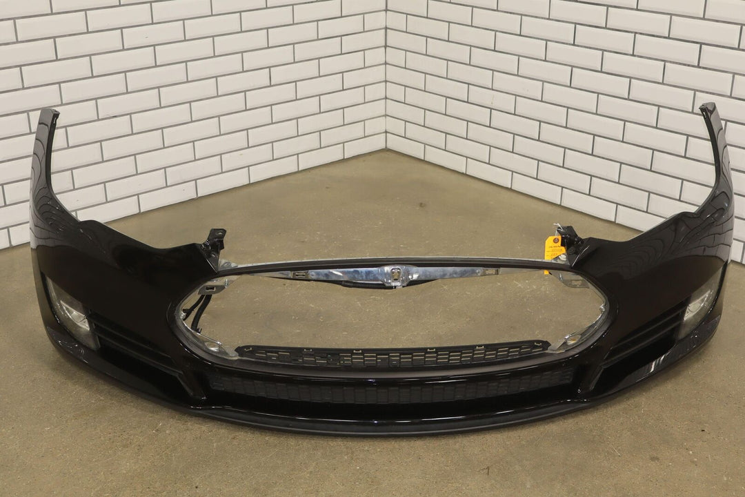 2012-2015 Tesla Model S OEM Front Bumper with Fogs/Shutters (Black PBSB)