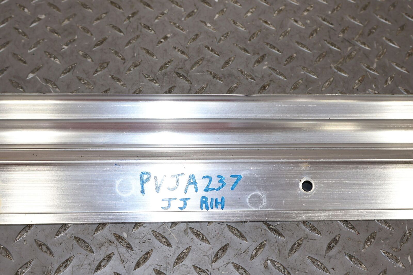 97-04 Jaguar XK8 Pair LH&RH Aluminum Door Sill Plates (Lightly Weathered) OEM