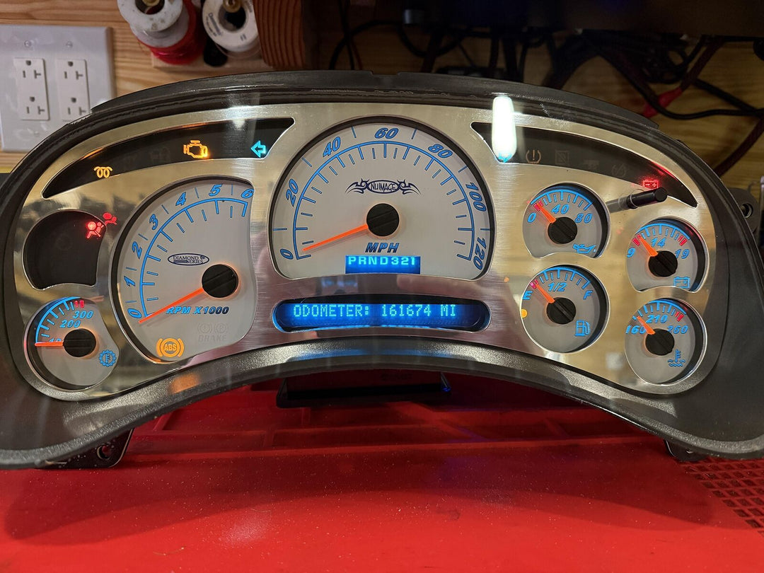 03-06 Sierra Silverado Rebuilt Custom Gauge Cluster with Trans Temp Gauge