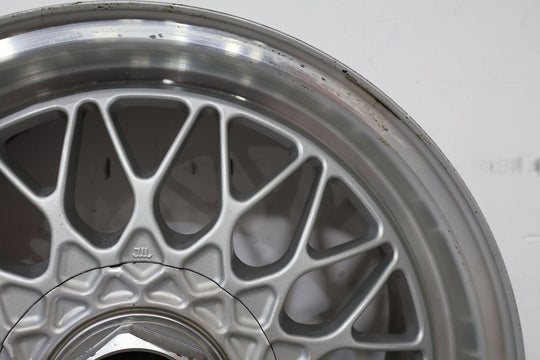 88-91 Mazda RX7 FC Single (1) 15x6.5 Alloy 5 Lug OEM Wheel (Silver) Curb Rash