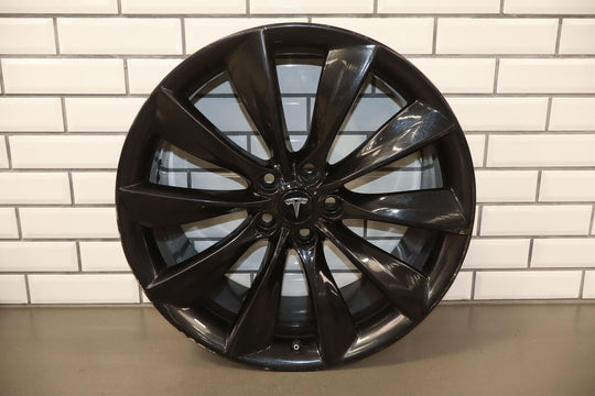 2012-2020 Tesla Model S 21x9 Rear 10 Spoke Black Wheel/Rim (Mild Bend)