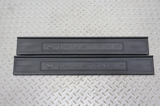 15-17 Ford Mustang GT Coupe Pair Door Sill Entry Plate Trims (Ebony) Repaired