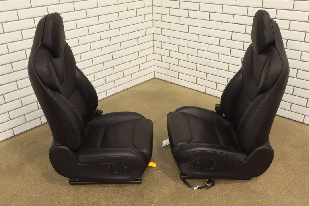 2016-2018 Tesla Model S Next Gen Black Leather/Ventilated Front Seats (Black)