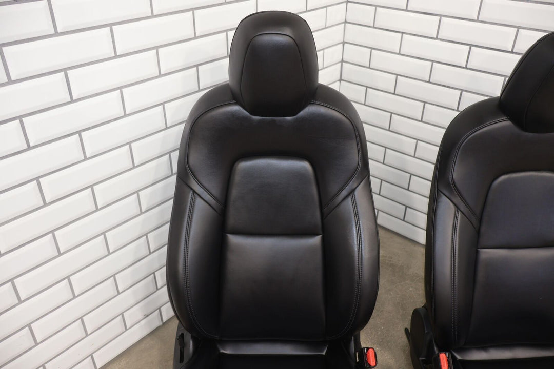 17-22 Tesla Model 3 OEM Power Leatherette Seat Set Front/Rear (Black) Tested