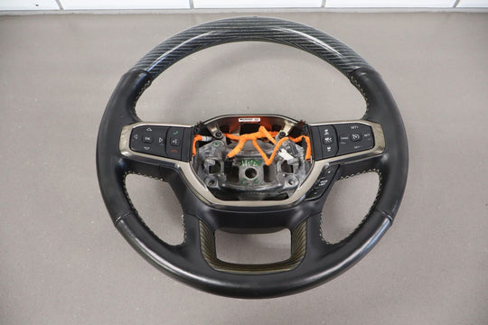 19-21 Ram (New Body) Limited Leather / Woodgrain Heated Steering Wheel (Black)