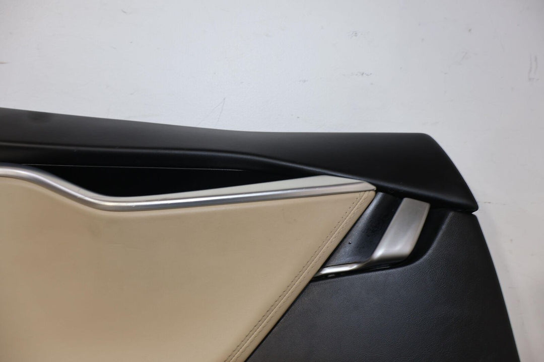 16-20 Tesla Model S Rear Left Interior Door Trim Panel (Tan/Black) See Photos