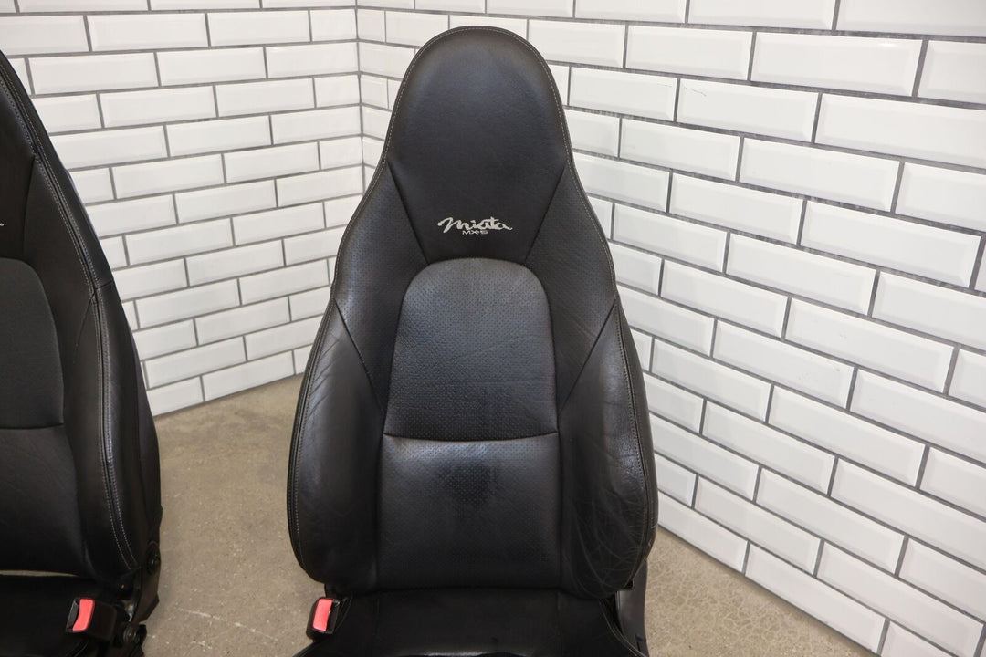 2002 Mazda Miata Pair LH&RH Leather Special Edition Seats (Black) Worn