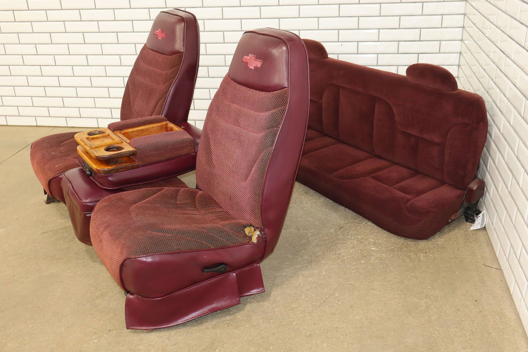 88 - 98 Chevy C/K Truck GMT400 Extended Cab Custom Seat Set (See Photos) Red