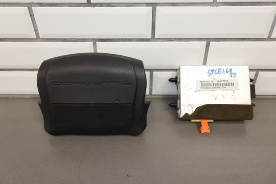 91 - 93 C4 Corvette Left Steering Wheel Air Bag (Black Trim) & Module