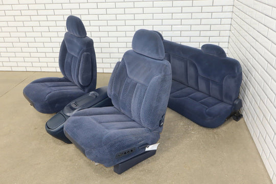 95 - 98 Chevy C/K Truck GMT400 OBS Extended Cab Cloth Seat Set Front/Rear Blue