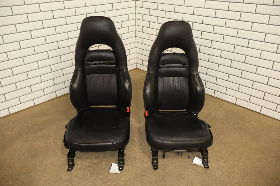 97-04 Chevrolet Corvette C5 Sport Leather Seats Set Black 193 | Leather Issues