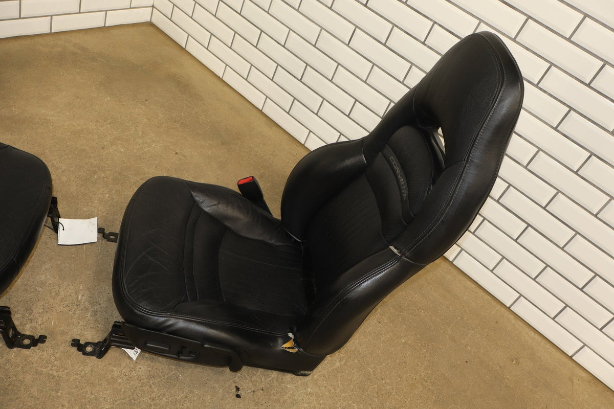 97-04 Chevrolet Corvette C5 Sport Leather Seats Set Black 193 | Leather Issues