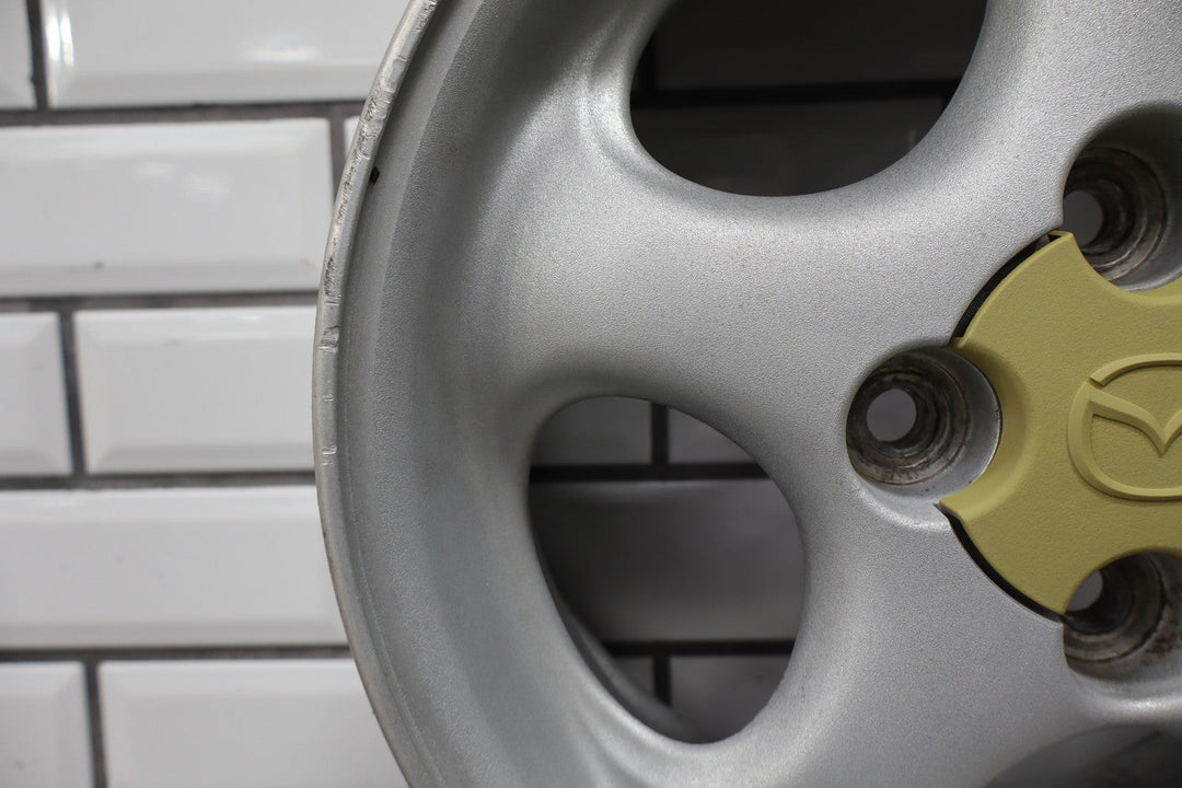 99 - 00 Mazda Miata NB Single (1) 14x6 Wheel Silver 5 Spokes *Curbed*
