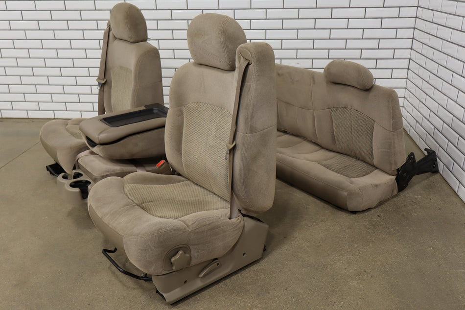 99-02 Chevrolet Silverado Ext Cab Cloth Seats Set Tan 52D