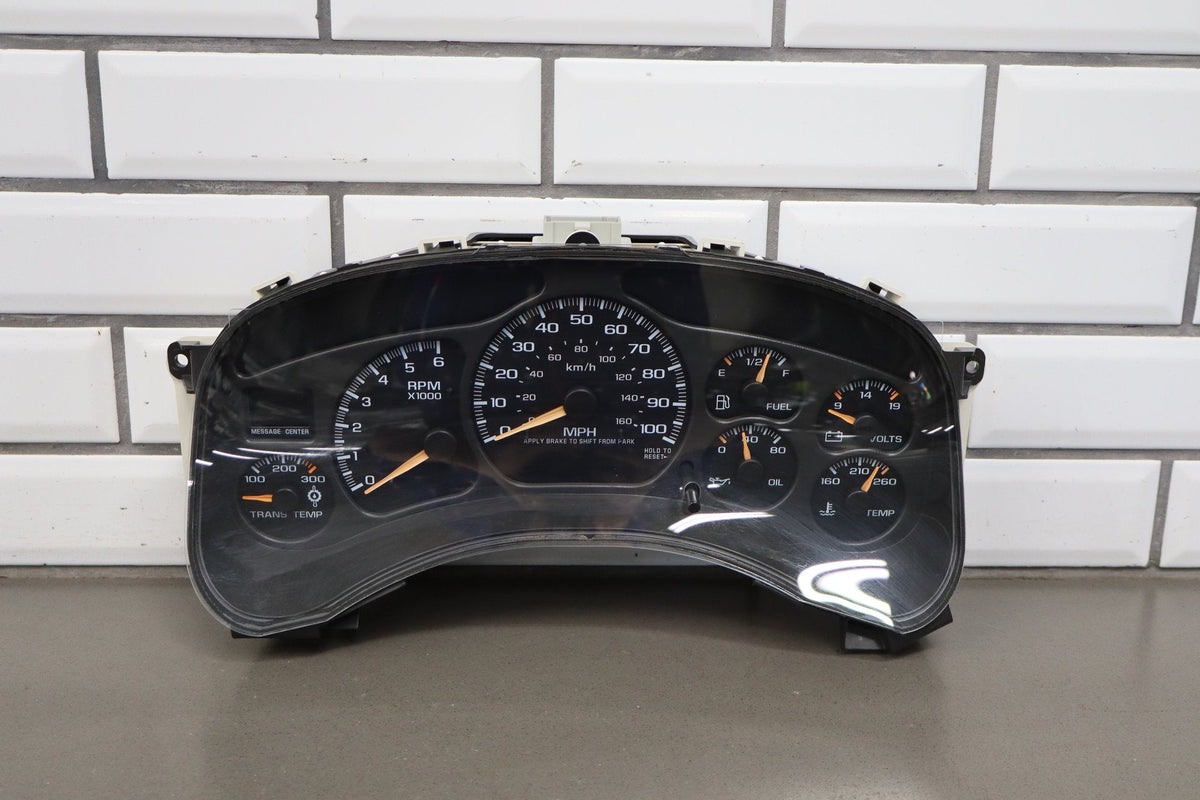 99-02 Chevy HD Truck 2500 3500 Gauge Cluster Speedometer w/ Trans Temp 15059383