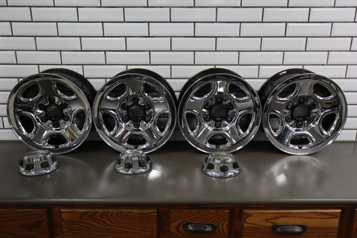 99-06 Chevrolet Silverado 16x6.5 Chrome Clad Steel Wheel Set