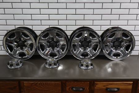 99-06 Chevrolet Silverado 16x6.5 Chrome Clad Steel Wheel Set