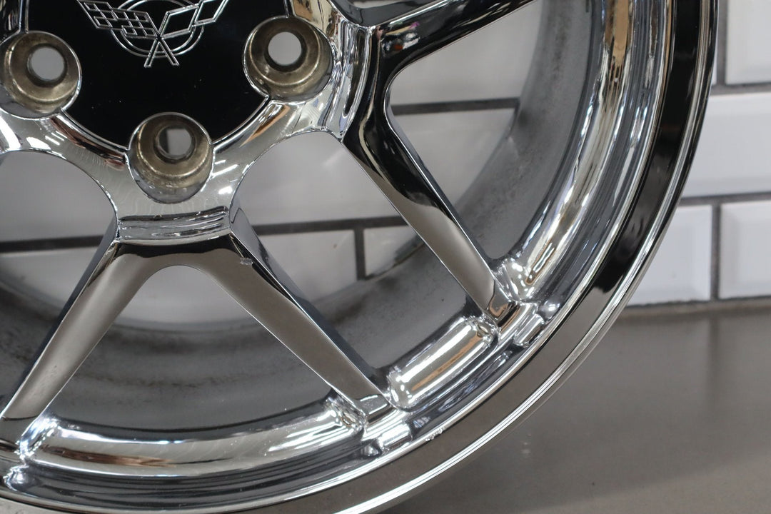 C5 Corvette Z06 Single (1) REAR 18x10.5 Wheel Double 5 - Spoke Chrome