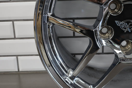 C5 Corvette Z06 Single (1) REAR 18x10.5 Wheel Double 5 - Spoke Chrome