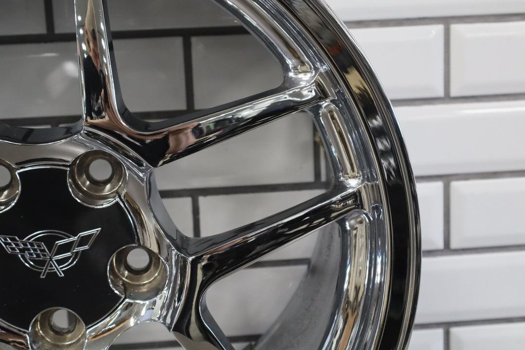 C5 Corvette Z06 Single (1) REAR 18x10.5 Wheel Double 5 - Spoke Chrome
