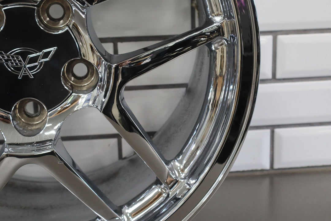C5 Corvette Z06 Single (1) REAR 18x10.5 Wheel Double 5 - Spoke Chrome