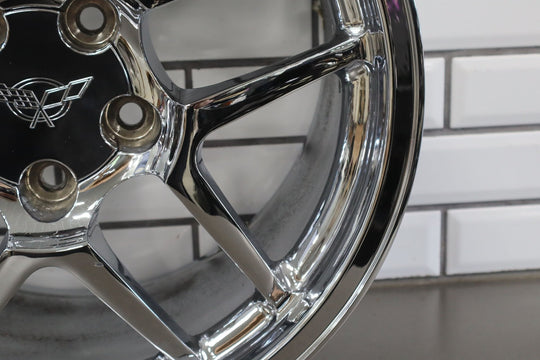 C5 Corvette Z06 Single (1) REAR 18x10.5 Wheel Double 5 - Spoke Chrome