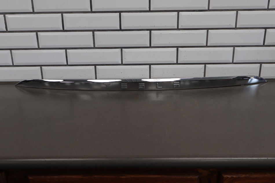 16-20 OEM Tesla Model X Chrome Tail Finish Panel TESLA Logo
