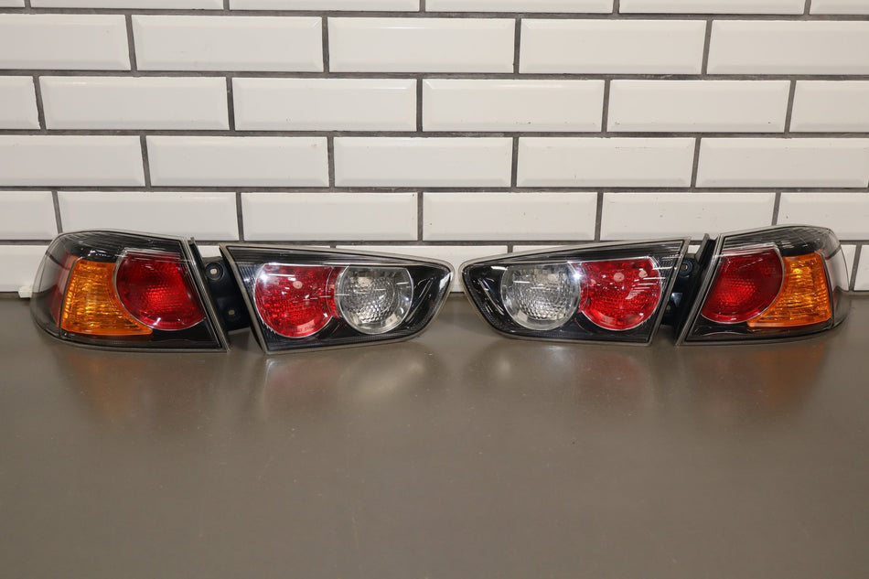 08-15 Mitsubishi EVO X Taillight Set OEM Complete 4pc Clean Lenses Tested Good