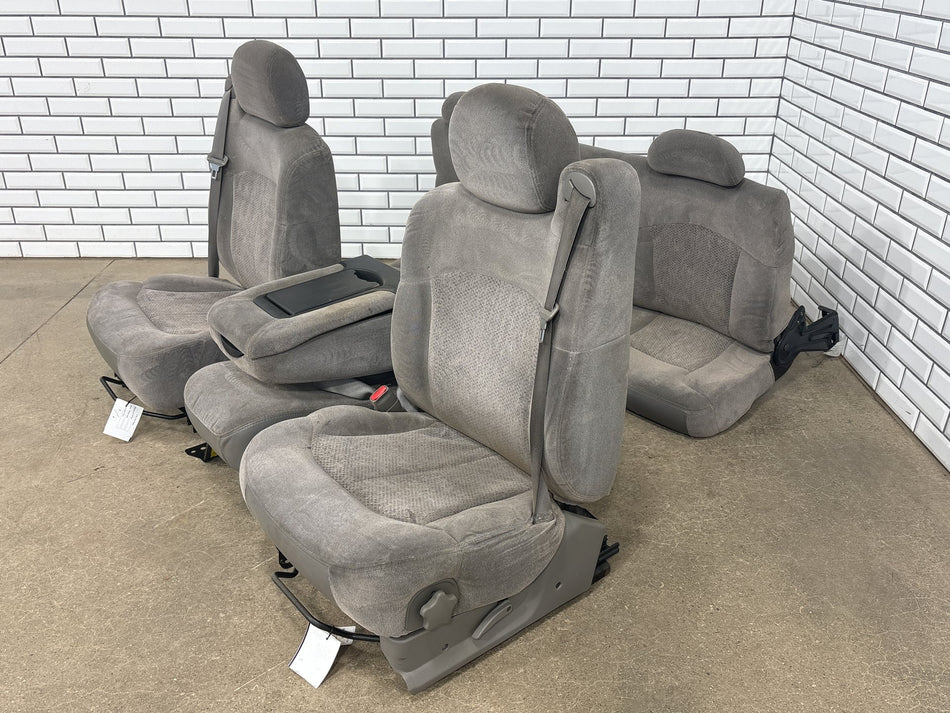 99-02 Chevy Silverado GMC Sierra Extended Cab Cloth Seat Set Front/Rear Gray 92D