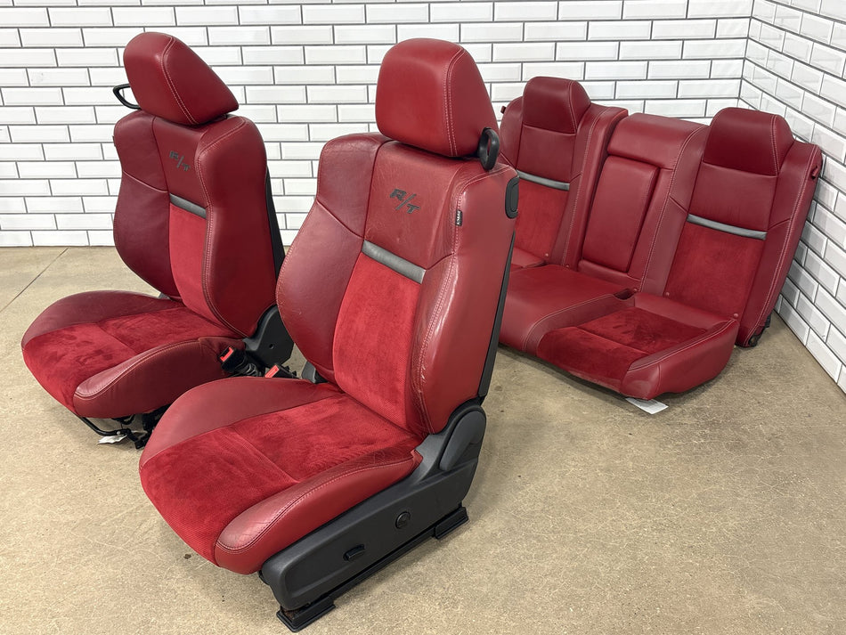 2011-2014 Dodge Challenger R/T Radar Red Leather Seat Set Front Rear OEM