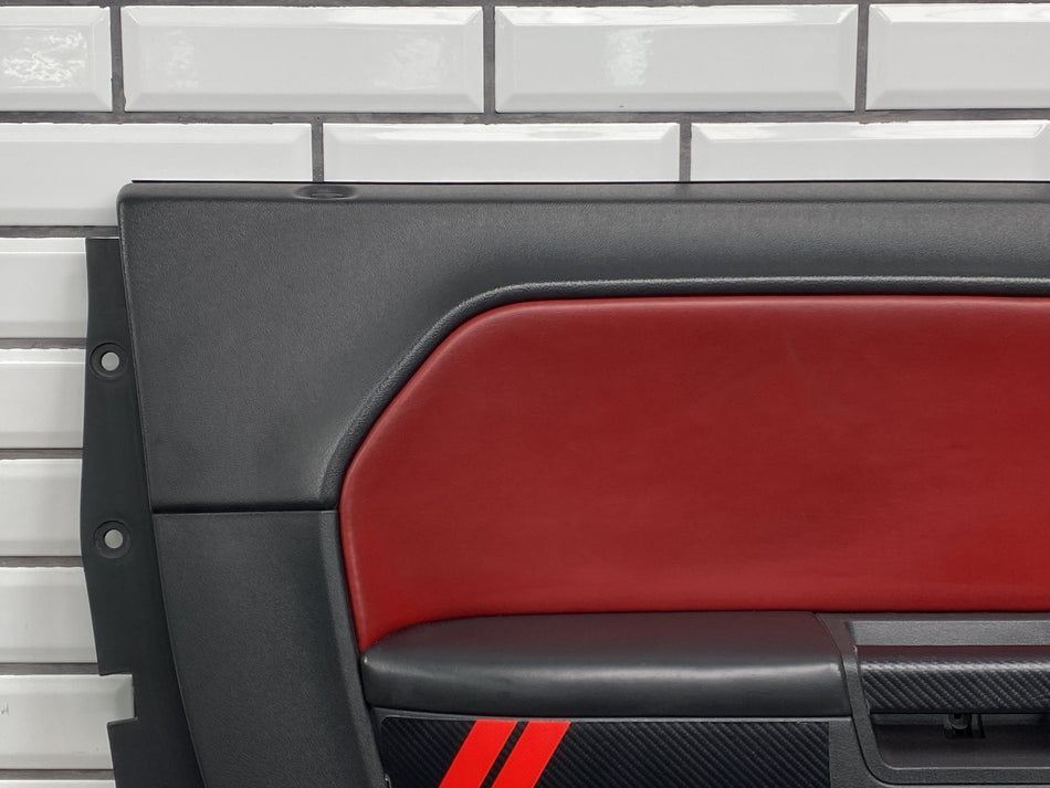 2011-2014 Dodge Challenger Left Front Door Trim Panel Radar Red Leather OEM