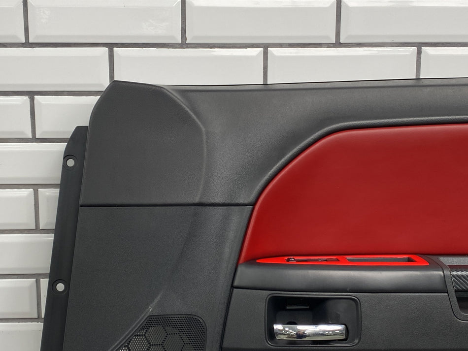 2011-2014 Dodge Challenger Right Front Door Trim Panel Radar Red Leather OEM