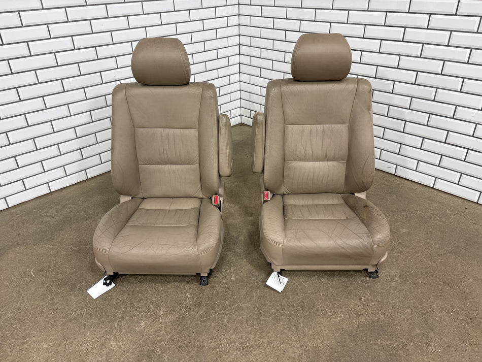 98-02 Toyota Land Cruiser J100 Leather Seats Set (Oak LA40) Front 2nd Row Wear