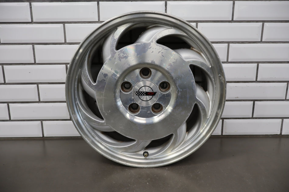 93-96 Chevrolet Corvette C4 LH Left 17x8.5 Machined Finish Sawblade Wheel OEM