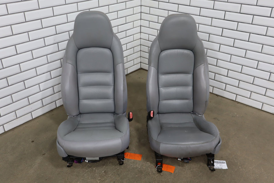 2005 Chevrolet Corvette C6 Leather Sports Seat Set - Steel Gray