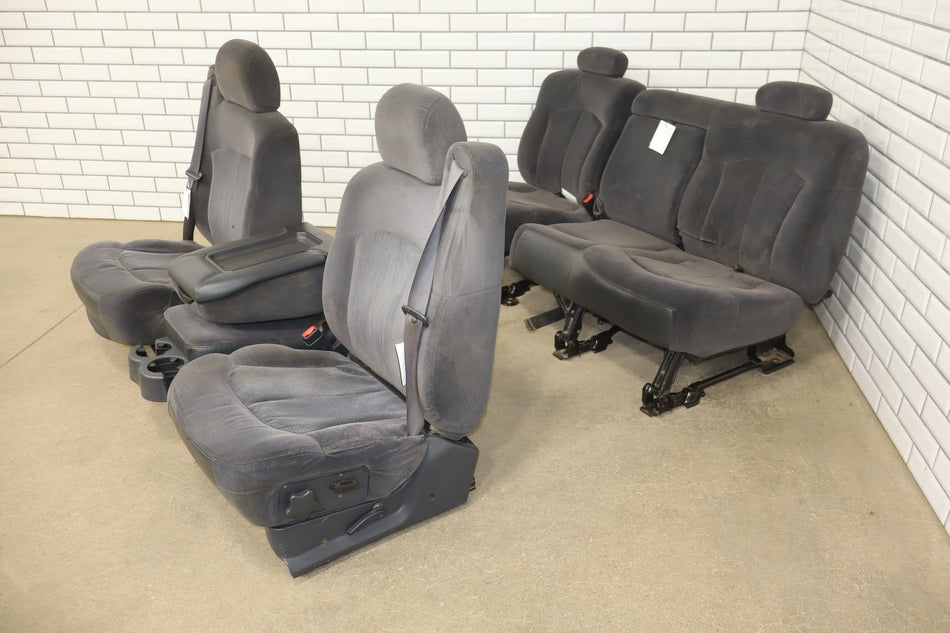 2001-2002 Chevy GMC 2500HD Crew Cab Cloth Seat Set Front/Rear GMT800 Graphite
