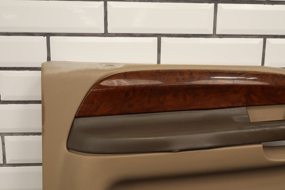 99-04 Ford F250 F350 Super Duty Driver Front Door Panel Tan No Switch OEM