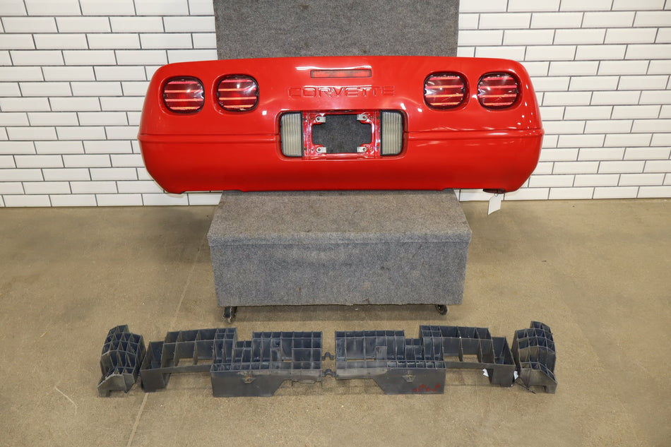 1991-1996 C4 Corvette Base Model OEM Rear Bumper W/Lights Finish Panel Bright Red