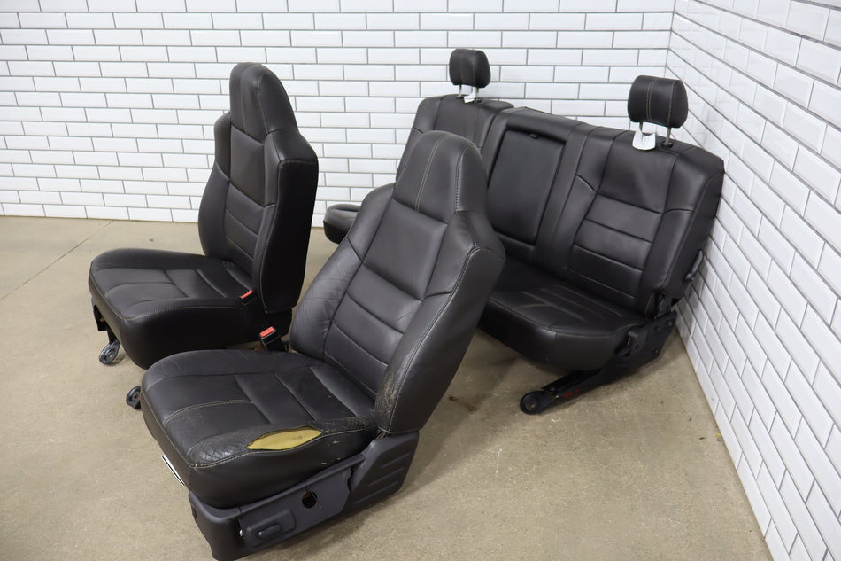 08-10 Ford F250 Super Duty Crew Cab Leather Seat Set Black Front/Rear
