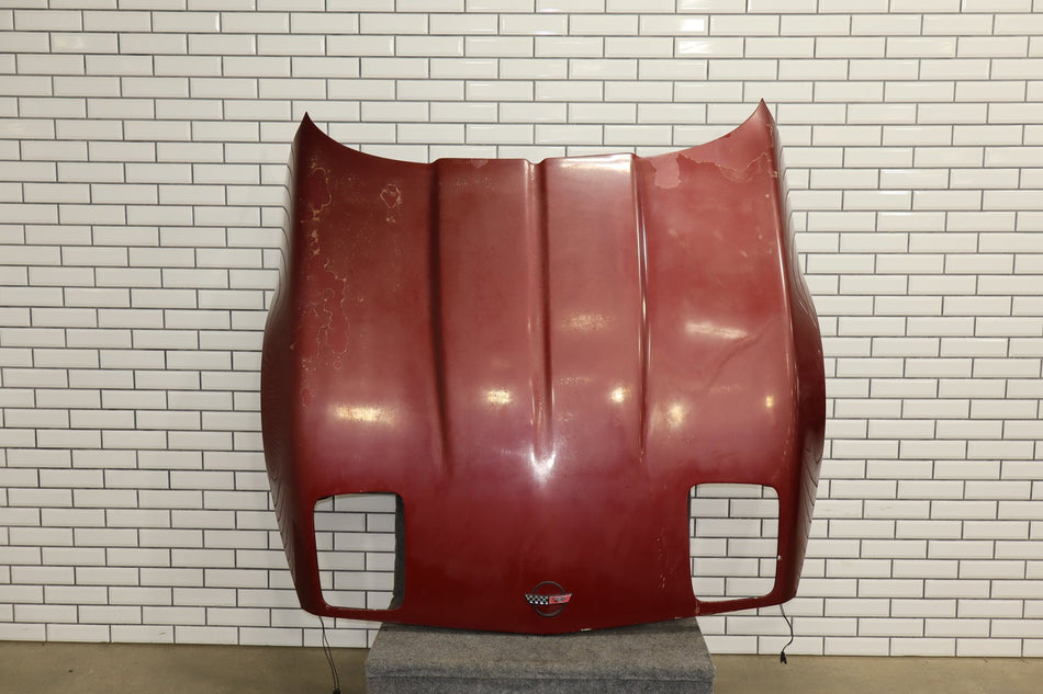 85-90 Chevy C4 Corvette Hood (Dark Red 74) (Faded)