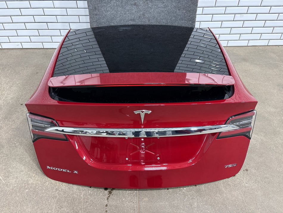 16-20 Tesla Model X Rear Trunk Liftgate Hatch Panel w/ Glass Red PPMR