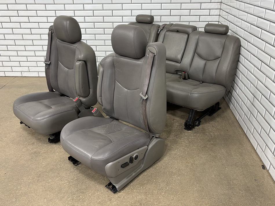 03-06 Chevrolet Silverado 2500HD Leather Seat Set Crew Cab Gray GMT800