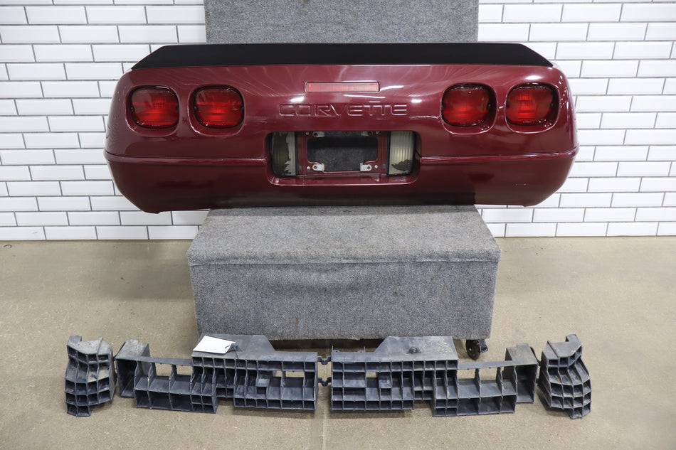 1991-1996 C4 Corvette Base Model OEM Rear Bumper W/Lights Finish Panel Ruby Red