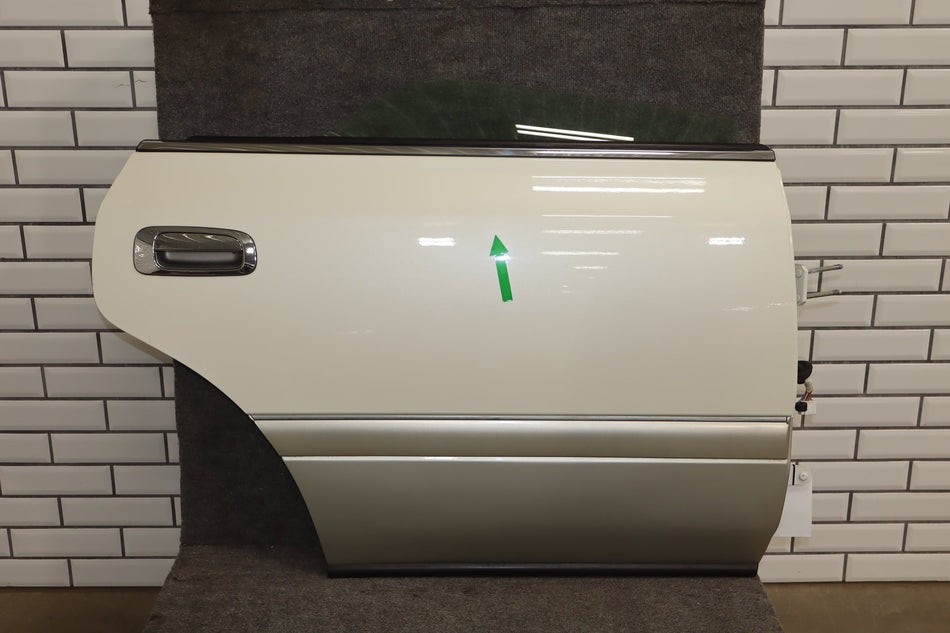 1995-1999 Toyota Crown Right Rear Door White 2BK OEM JZS151 Visible Dent