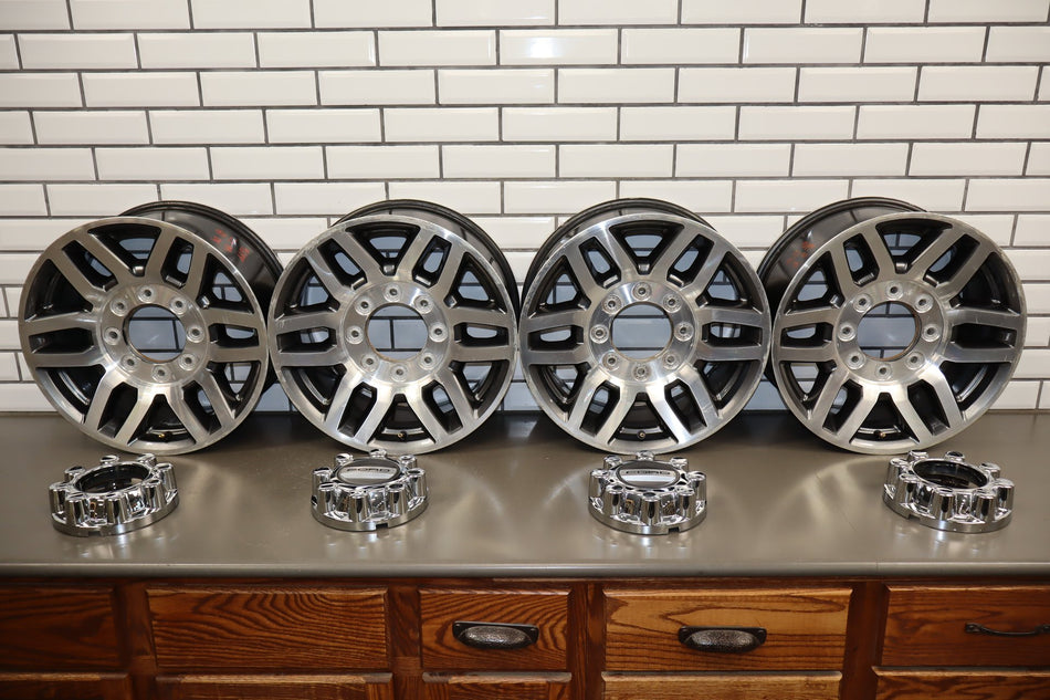 08-10 Ford F250 F350 Super Duty 18x8 OEM Machined Black 6 Spoke Wheels Set
