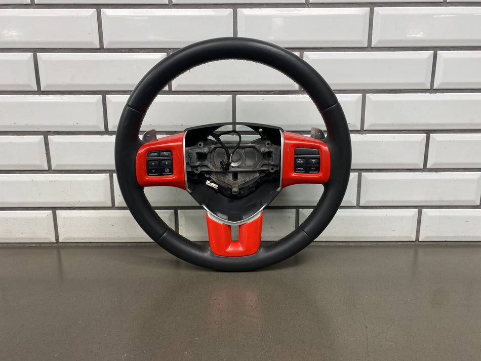 2011-2014 Dodge Challenger Steering Wheel Leather Red Trim w/ Paddles OEM