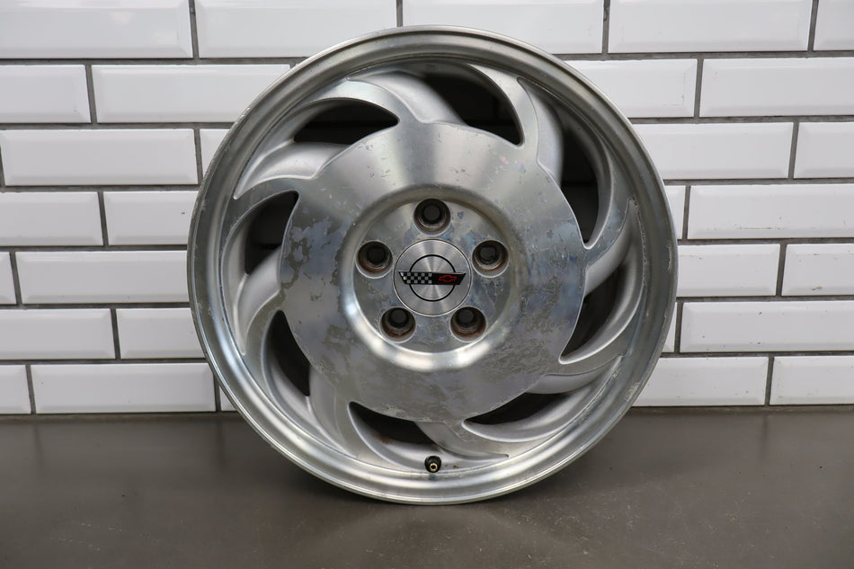 93-96 Chevrolet Corvette C4 Right RH 17x8.5 Machined Finish Sawblade Wheel OEM