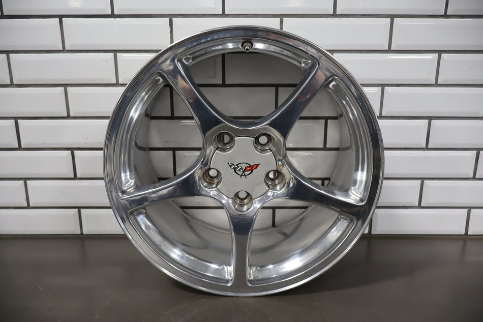 2000-2004 Chevrolet Corvette C5 Rear 18x9.5" OEM 5 Spoke Wheel | Polished