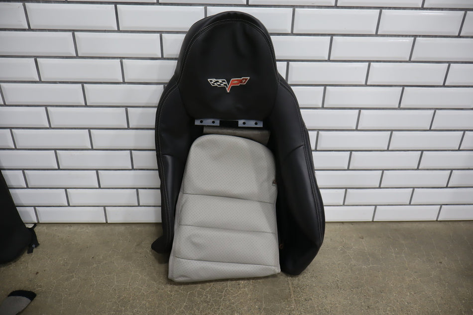 05-13 Chevy Corvette C6 Leather Seat Cover Set Titanium 846