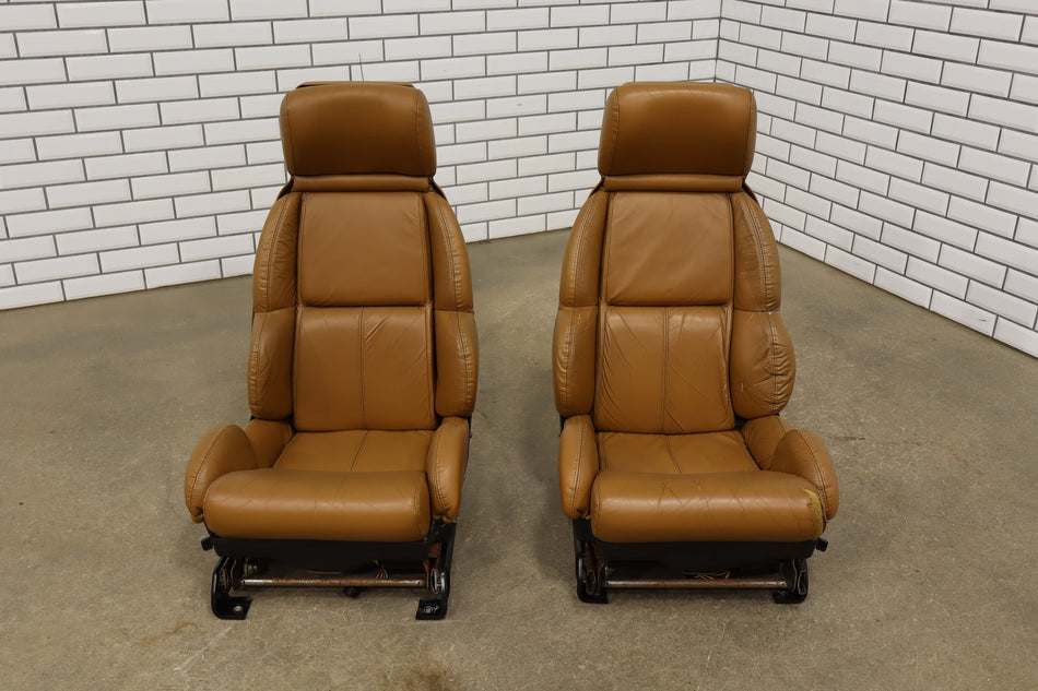 1989-1993 Chevrolet Corvette C4 Power Leather Seats Set Cognac